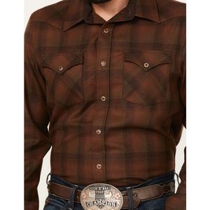 PENDLETON CANYON PLAID SNAP WESTERN FLANNEL SHIRT see photos for actual color